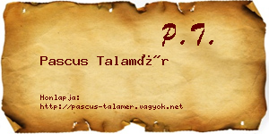 Pascus Talamér névjegykártya